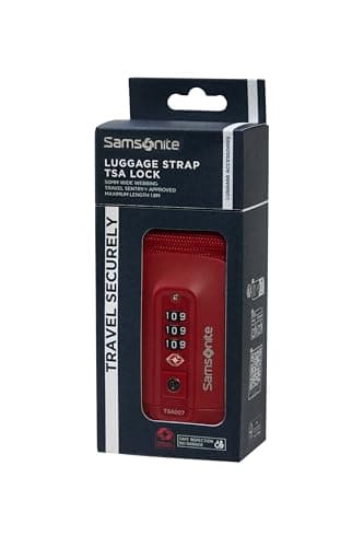 Image of Samsonite TA Revolution – Luggage strap with TSA lock, adjustable 50mm, sturdy click buckle, secure luggage strap for travel, red