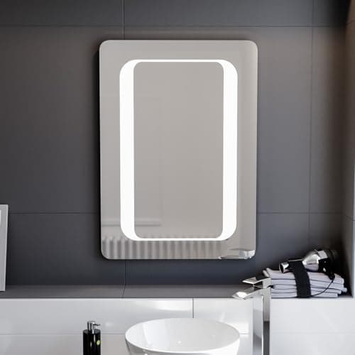 Image of Nes Home LED Illuminated Bathroom Mirror with Battery Powered Button Switch 500 x 700mm