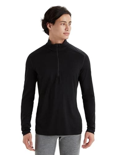 Image of Icebreaker Men's Merino 200 Oasis Long Sleeve Half Zip Thermal Top - Black - Medium