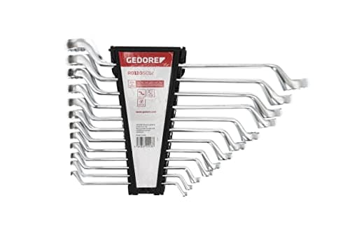 Image of Gedore Red Double Ring Spanner Set 12 Pieces SW 6-32 Chrome Vanadium Steel Silver