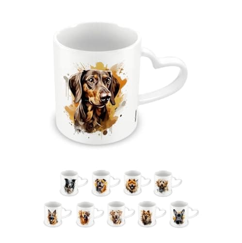 Image of Pyramid International, Dachshund Mug, Coffee and Hot Chocolate Ceramic Mug, Heart Shaped Handle, Love My Dog Collection, 11oz / 315ml, One Size, White