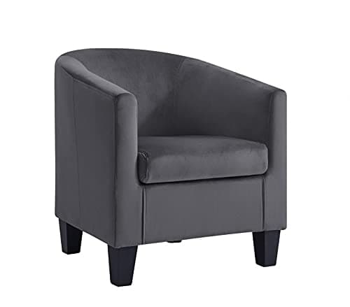 Image of Home Detail Modern Tub Chair, Accent Bedroom Seat, Living Room Chair, Dining Chairs, Small Armchair or Occasional Chairs in Dark Grey Velvet