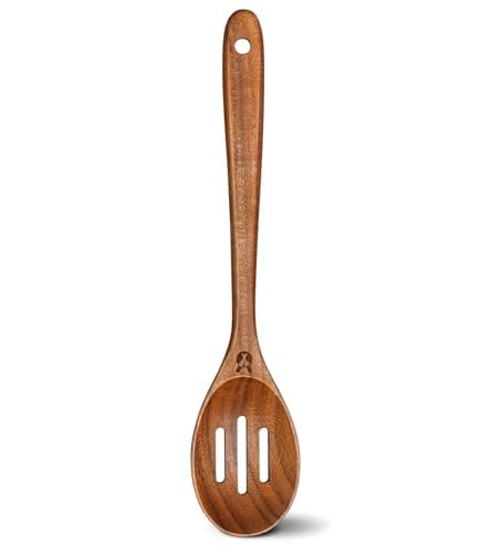 Image of Wooden Slotted Spoons for Cooking, Good Grips Large Wooden Slotted Spoon, Natural Premium Teak Spoons Spatula, Heat Resistant Cooking Utensils for Nonstick Cookware, Serving and Mixing