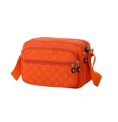 Image of YDezire Women's Small Cross Body Bag, 5 Zipper Pockets Mini Shoulder Bag for Women Designer Messenger Bags Ladies Tote Nylon Handbag Purse With Adjustable Shoulder Strap Crossbody Bags (Orange)