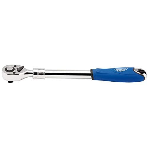 Image of Draper 26800 1/2-Inch Square Drive 72 Tooth Extending Reversible Ratchet , Blue