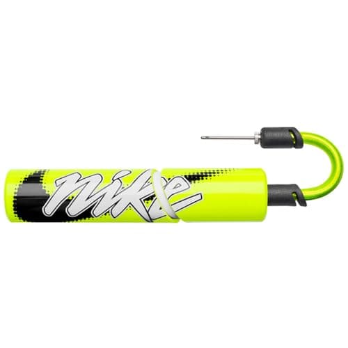 Image of Nike Essential Ball Pump, air pump for football, basketball, handball, sports ball pump, compact portable ball inflator, training accessory, Volt/Volt/White, One Size