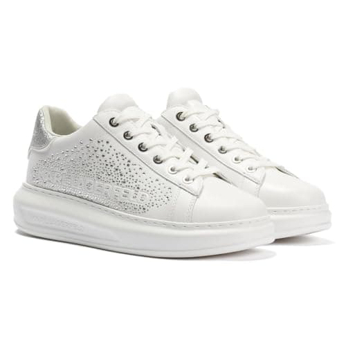 Image of KARL LAGERFELD Kapri Konstellation Leather Women's White/Silver Trainers - UK 4