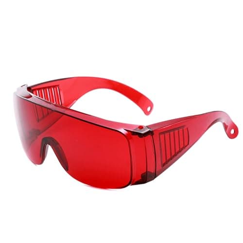 Image of SEIWEI Safety Spectacles Anti-Scratch Protective Over-Glasses Goggles Clear & Tinted Eyewear, Wrap-around Eye Protection Accessories for Work, Industrial, Outdoor Sports (Red)