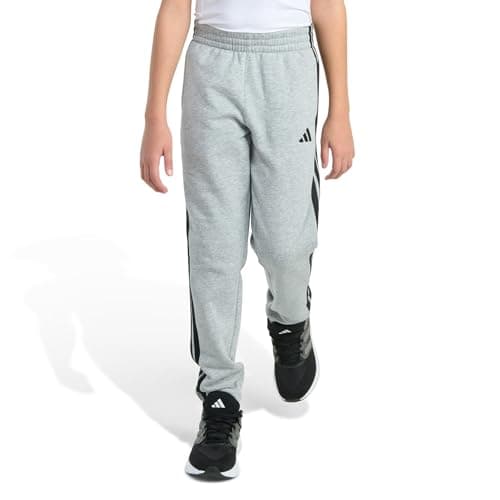 Image of adidas Boys' Fleece 3-Stripe Jogger, Medium Grey Heather, 14-16