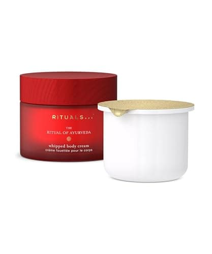 Image of RITUALS Body Cream + Refill Pack, The Ritual of Ayurveda Gift Set, New Glass Packaging, Moisturising Body Cream with Indian Rose and Sweet Almond Oil, 2 x 220ml