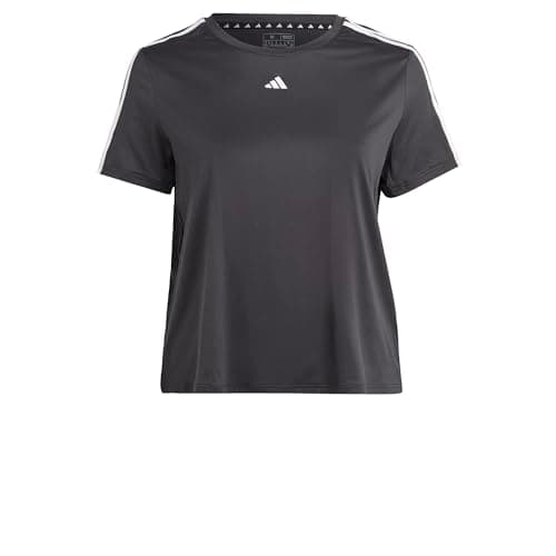 Image of adidas Women's AEROREADY Train Essentials 3-Stripes Tee (Plus Size), Black/White, XL Plus