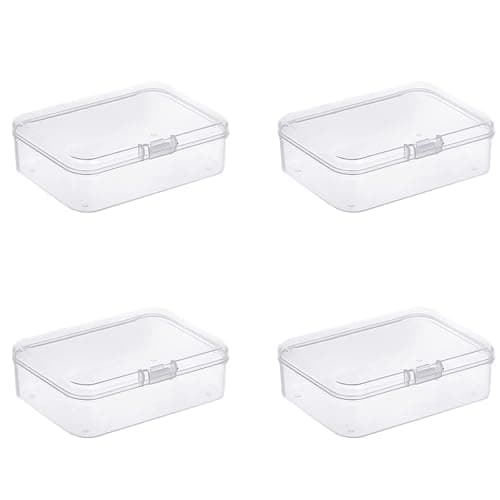 Image of Leliafleury 9.1x5.9x2.5cm Transparent Plastic Organizer, 5Pcs Empty Mini Rectangular Storage Containers Clear Plastic Storage Boxes with Lids for Small Items