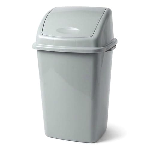 Image of DIVCHI 50L Swing Top Bin – Slim Plastic Kitchen Bin with Lid, Large 50 Litre Swing Top Household Garbage Bin, Recycling Kitchen Bins for Home Office, Room, Indoor Outdoor Waste Dustbin (Grey)