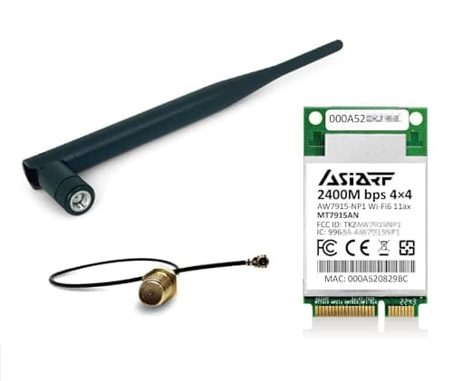 Image of AsiaRF Wi-Fi 611ax 4T4R Dual Bands Selectable mPCIe Card IEEE802.11ax / ac/a/b/g/n 2.4G / 5GHz with Antenna Kit