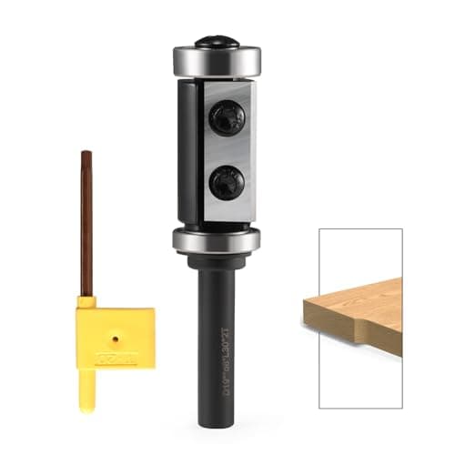 Image of Trvoxviq Reversible Plates Flush Cutter 8 mm Shank, Flush Cutter with 2-Sided Interchangeable Carbide (HW), D = 19 mm, NL = 30 mm Top and Bottom Bearings, Flush Trimming Router Bits for Edge