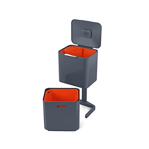 Image of Joseph Joseph Totem Max 60 Litre Waste Separation and Recycling Kitchen Bin with Odour filter and removable food waste caddy, Graphite