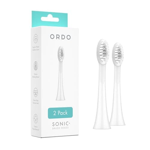Image of ORDO Replacement Toothbrush Heads for Sonic+ Electric Toothbrushes for Teeth Cleaning, Plaque Removal, Silicone Polishing, and Deep Clean, Adults, White (Pack of 2)