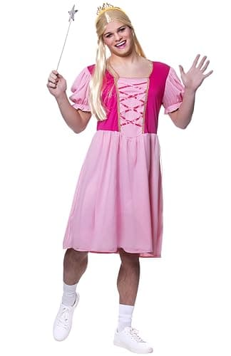 Image of Wicked Costumes Adult Mens Princess Fancy Dress Costume – Funny Pink Party Outfit for Stag Nights, Festivals & Events - Standard Size