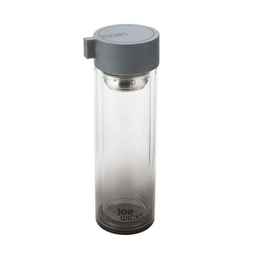 Image of Joe Wicks - Hydration - 350ml Water Bottle - Crystal Glass - Tea/Fruit Infuser - BPA Free - Dishwasher Safe - Hot/Cold - Grey