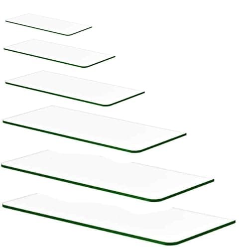 Image of Clear Tempered Glass Shelf Panel Storage Sheet Shelving Display Bathroom Shelves and Brackets - Available in 50 Plus Sizes (600MM X 300MM x 6MM)