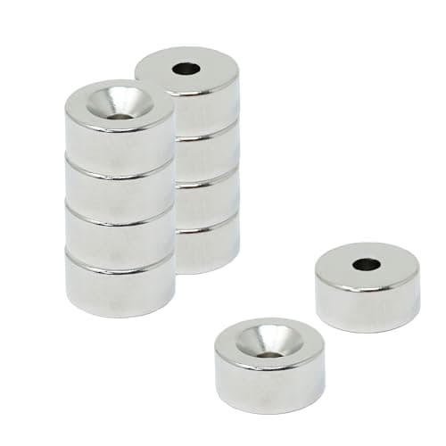 Image of N42 Neodymium Countersunk Magnet for Arts, Crafts, Model Making, DIY, Hobbies, Office and Home - 10mm dia x 5mm thick x 3.2mm c/sink - 2kg Pull - North - Pack of 10