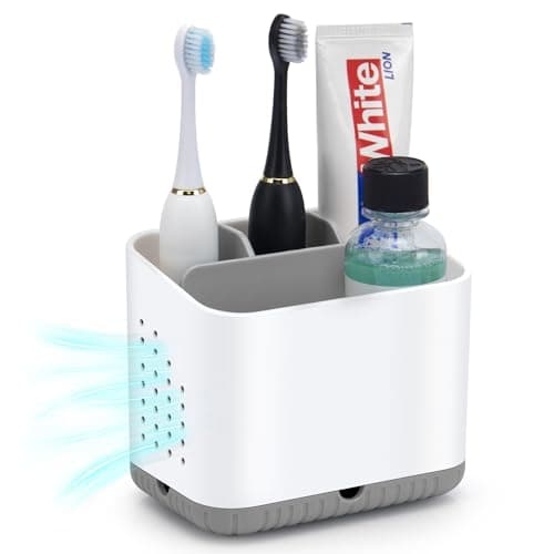 Image of toprance Toothbrush Holder Anti-slip Electric Toothbrush Holder For Bathroom Countertop, 4 Compartments Detachable Toothbrush Caddy With Drainage For Family