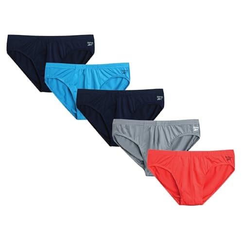 Image of Reebok Mens Underwear Briefs - 5 Pack Quick Dry Soft Stretch Low Rise Briefs for Men - Performance Mens Athletic Underwear, Maritime Blue/Cayenne/Blue/Monument/Maritime Blue, M