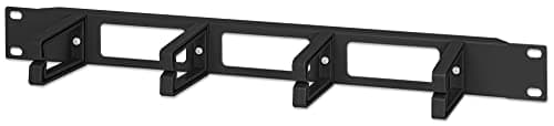 Image of Intellinet 19 Inch Cable Management Panel, 1U, 4 Long Plastic Rings, Black