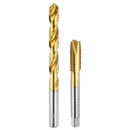 Image of sourcing map Tap and Drill Bit Set, 1pcs M12 x 1.75 Metric Spiral Point Thread Screw Taps & 1pcs 10.2mm Twist Drill Bits, Titanium Coated HSS-6542 Tapping Threading Tool Kit