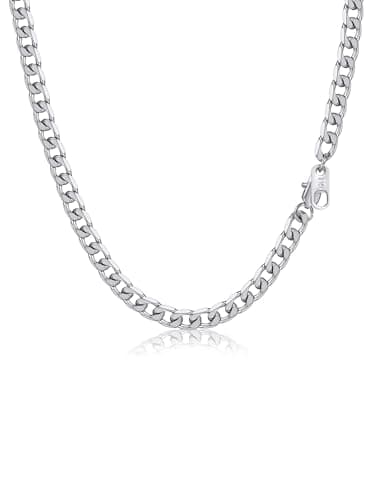 Image of PROSTEEL Mens Curb Chain Necklace, Cuban Link Chains Silver, 4mm Width, 20 Inches, Hip Hop Hypoallergenic 316L Stainless Steel Jewellery -Send Gift Box