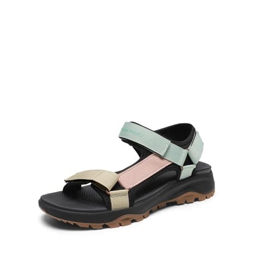 Image of DREAM PAIRS Womens Sandals Light Weight Hiking Sandals for Women Comfortable Athletic Quick-Drying Walking Water Sandals With Hook,Size 5,Light Green/Pink,SDSA2320W