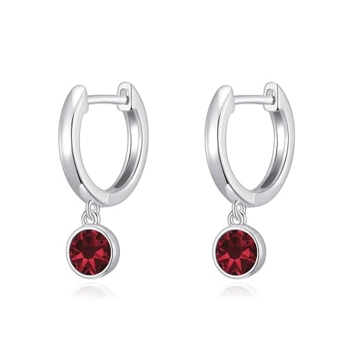 Image of Philip Jones Dark Red Crystal Hoop Earrings Created with Zircondia® Crystals
