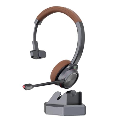 Image of MAIRDI Wireless Headset with Microphone, 40H Playtime, Mono 5.2 Bluetooth Headset Noise Canceling for Office Work Telephone Call Center Teams Zoom Skype Conference
