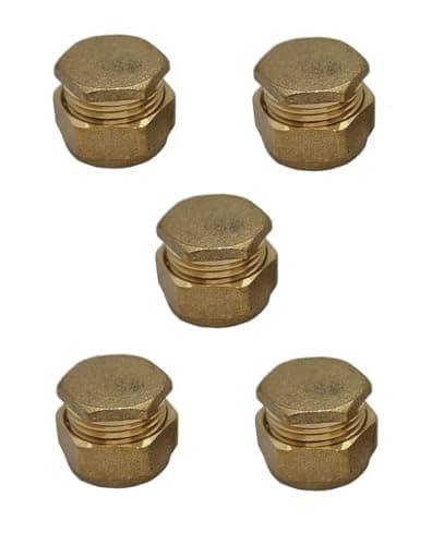 Image of TC Brass Compression Stop End Blank End Cap 15mm for Copper Pipe - Pack of 5