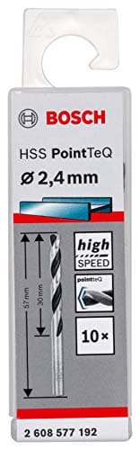 Image of Bosch Professional 10-piece PointTeQ HSS Twist Drill Bit (for Metal, 2.4 x 30 x 57 mm, Drill Driver Accessories)