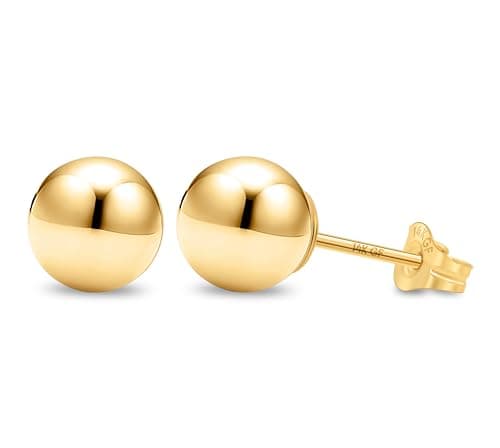 Image of KEZEF 14K Yellow Gold-Filled Ball Earrings for Women - Gold-Filled Ball Stud Earrings - 7mm Ball Studs
