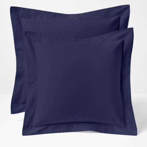 Image of Comfort Beddings Premium Quality Pillowcases 100% Cotton Blend Square Pillow Cases Pack Of 2 - Navy Blue (Continental/Square Size 60 x 60 CM)