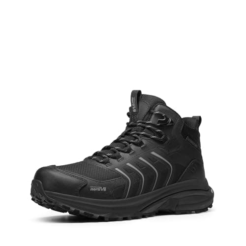 Image of NORTIV 8 Men's Waterproof PRO Hiking Boots Lightweight Outdoor Trekking Camping Climbing Shoes for All Day Comfort Armadillo FieldLite,Size 9,All Black,SNHB26001M