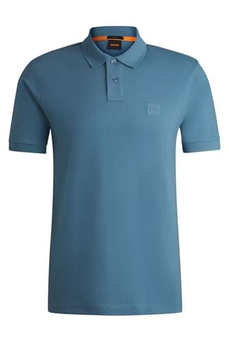 Image of BOSS Mens Piqué Polo Top Open Blue M
