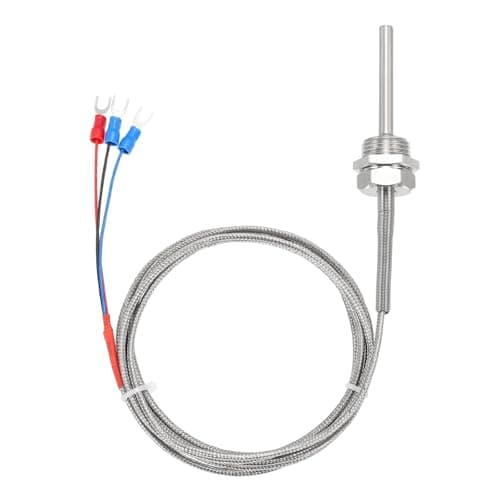 Image of sourcing map PT100 RTD Thermocouple Stainless Steel NPT1/2 Temperature Sensor Probe -50 to 500C 6.6ft 6x50mm