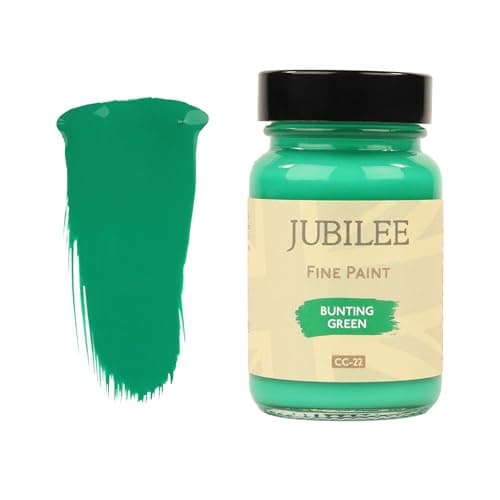 Image of Guild Lane Jubilee Furniture Paint – Upcycle & Transform Wood, Metal & Glass – Soft Sheen Finish for Indoor & Outdoor – Durable & Easy to Apply Multi-Surface Paint (Bunting Green, 60ml)