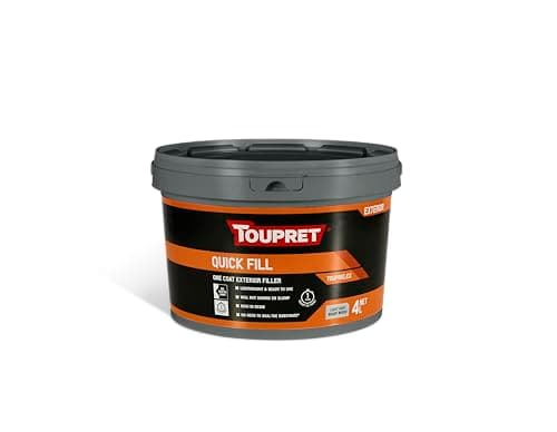 Image of Toupret Quick Fill Exterior Filler - Fast-Dry Ready Mixed Masonry Repair Paste - Paintable in 30 Minutes, No Shrink or Crack - For Walls & Render - 4L