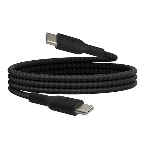 Image of Belkin BoostCharge braided USB C to fast charger cable, USB type C charger cable fast charging for iPhone 16, 15, Samsung Galaxy S24, S23, Pixel, iPad, MacBook, Nintendo and more - 1m, Black