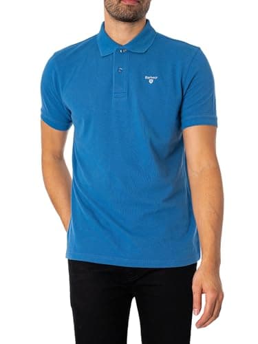 Image of Barbour Men's Sport Polo with Logo, Blue, blue, S