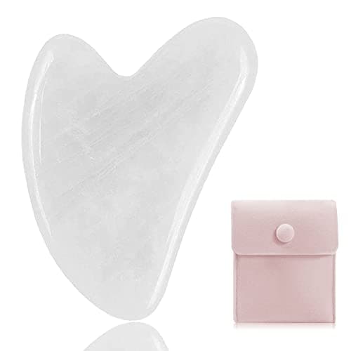 Image of Gua Sha Facial Tools, Jade Gua Sha Stones Massage Scraping for Physical Therapy and SPA Acupuncture Therapy Used for Face, Eyes, Neck and Body (White)