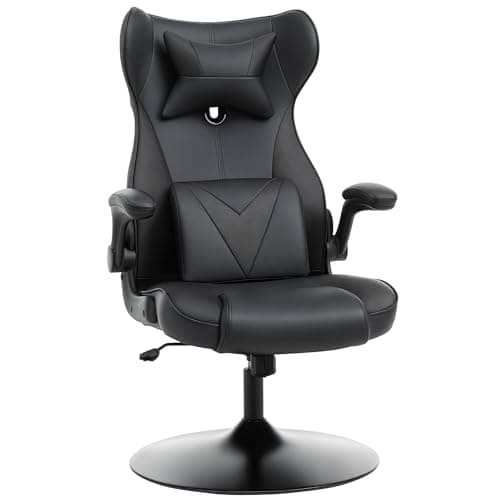 Image of Vinsetto Video Game Chair with Lumbar Support, Racing Style Home Office Chair, Computer Chair with Swivel Base, Flip-up Armrest and Headrest, Black