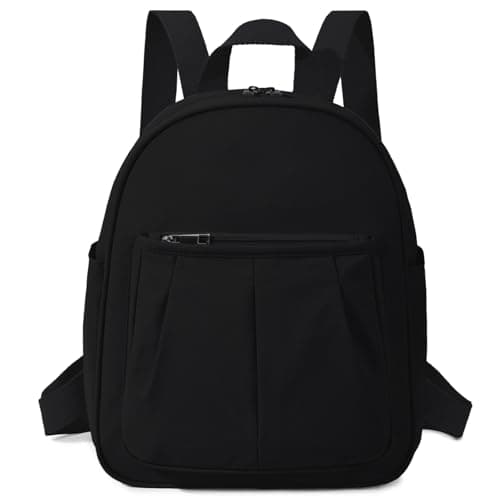Image of VASCHY Small Backpack Womens, Lightweight Rucksack Bag for Travel, Waterproof Mini Backpack for School, Work & Daily Use – Nylon Casual Daypack Handbag Black