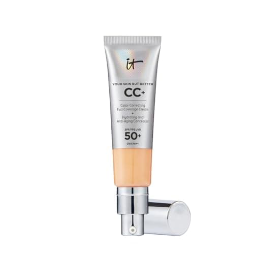 Image of IT Cosmetics CC+ Cream SPF 50+ Full-Coverage CC Foundation, Hydrating Skincare, With Hyaluronic Acid, Niacinamide & Vitamin E for a Radiant Finish, Your Skin But Better, Shade: Neutral Medium, 32ml