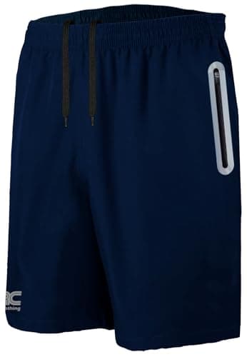Image of JRC Just Royal Clothing Mens Running Shorts with 2 Zip Pockets, Lightweight Shorts for Workout & Gym (Navy, M)