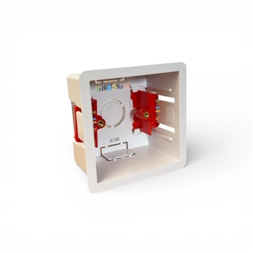 Image of 1 Gang 47mm Dry Wall Back Box 1 Gang 47mm Plastic Single Dry Lining Plasterboard Wall Back Box 47mm Electrical Socket Switch Recessed Wall Pattress 47mm Adjustable Lugs - 1 Back Box Pattress